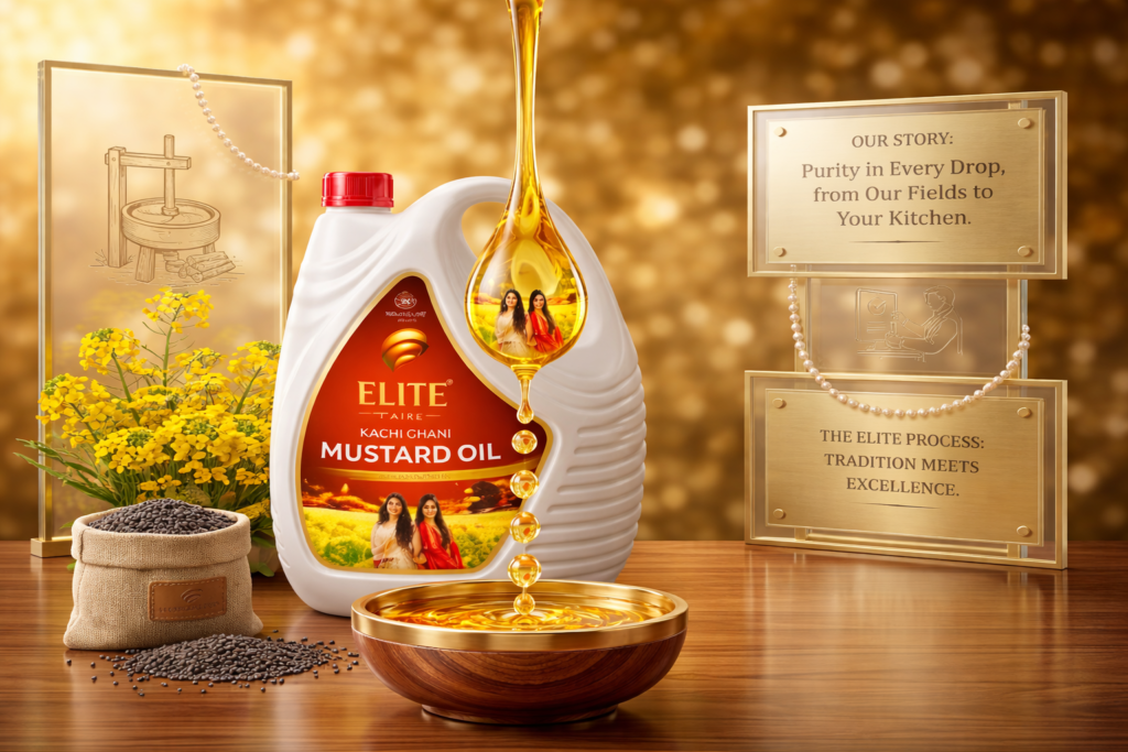 Elite Care Kachi Ghani Mustard Oil: 100% Pure Cold Pressed Mustard Oil from Raipur for Indian Kitchens
